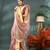 White zari tribal print cotton silk saree with blouse piece