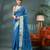 Blue zari tribal print cotton silk saree with blouse piece