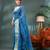 Blue zari tribal print cotton silk saree with blouse piece