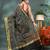 Black zari tribal print cotton silk saree with blouse piece