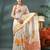 White cotton silk handloom floral batik print saree with blouse piece