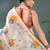White cotton silk handloom floral batik print saree with blouse piece