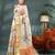 White cotton silk handloom floral batik print saree with blouse piece