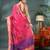Pink cotton silk handloom floral batik print saree with blouse piece