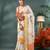 White cotton silk handloom floral batik print saree with blouse piece