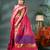 Pink cotton silk handloom floral batik print saree with blouse piece