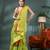 Green cotton silk handloom floral batik print saree with blouse piece