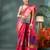 Pink cotton silk handloom floral batik print saree with blouse piece
