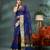 Blue cotton silk handloom floral batik print saree with blouse piece