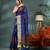 Blue cotton silk handloom floral batik print saree with blouse piece