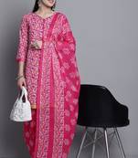 pink cotton blend printed ready to wear patiala salwar suit
