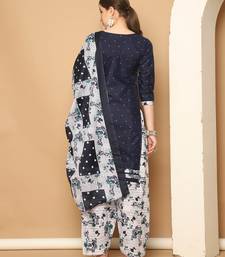 navy blue  cotton blend printed ready to wear patiala salwar suit