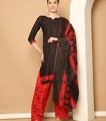 black cotton blend printed ready to wear patiala salwar suit