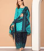 rama green cotton blend printed ready to wear patiala salwar suit