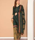 green cotton blend printed ready to wear patiala salwar suit