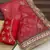 red Crush Fabric Multi Thread Sequins Embroidered saree