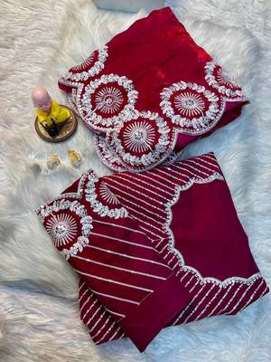 pink thread and sequins embroidered saree 2