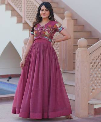 Onion silver crunchy gown with embroidery work koti 2