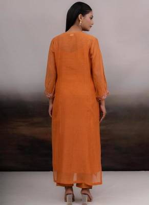 Rust orange beaded bageecha suit set 3