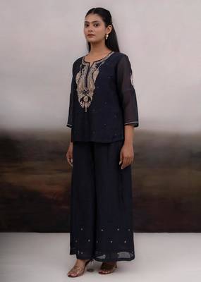 Black meena top and palazzo 1
