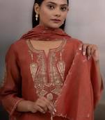 Rust madder top and palazzo with dupatta