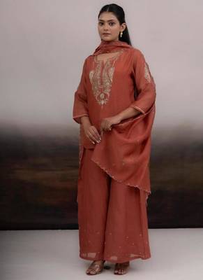 Rust madder top and palazzo with dupatta 3