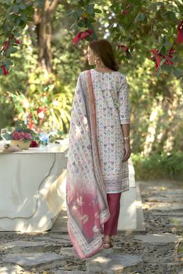  Cotton Chikankari work Straight Kurta with Pant And Dupatta Set 2