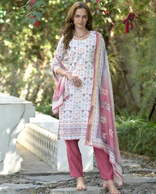  Cotton Chikankari work Straight Kurta with Pant And Dupatta Set 5