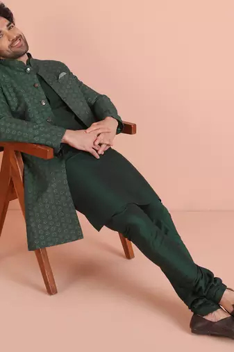 green  kurta Indo Western churidar set