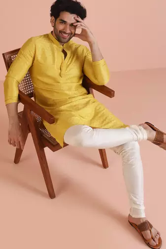yellow kurta churidar set