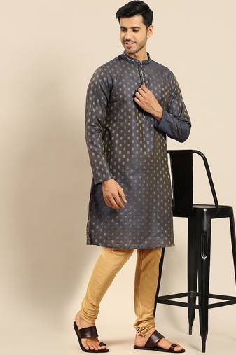 Blue printed kurta churidar set