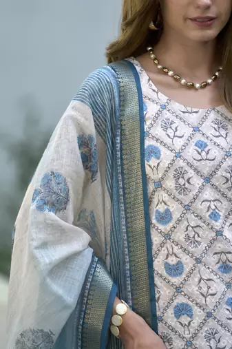  Cotton Chikankari work Straight Kurta with Pant And Dupatta Set