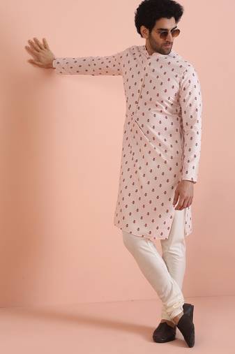 White printed kurta churidar set