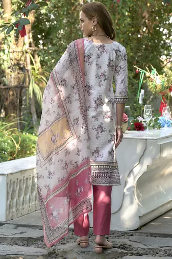  Cotton Chikankari work Straight Kurta with Pant And Dupatta Set