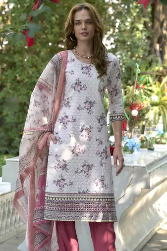  Cotton Chikankari work Straight Kurta with Pant And Dupatta Set