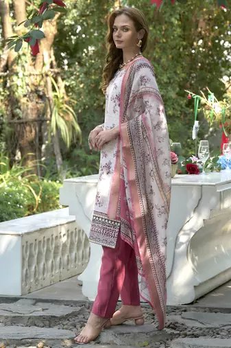  Cotton Chikankari work Straight Kurta with Pant And Dupatta Set