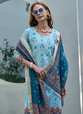  Cotton Chikankari work Straight Kurta with Pant And Dupatta Set 5