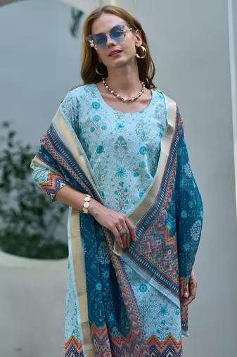  Cotton Chikankari work Straight Kurta with Pant And Dupatta Set