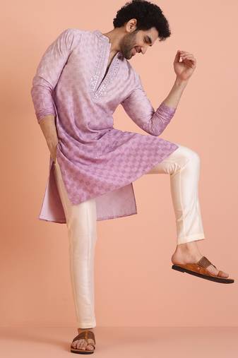 Lavender embellished kurta trouser set