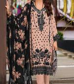 Orange embroidered georgette semi-stitched pakistani salwar suit