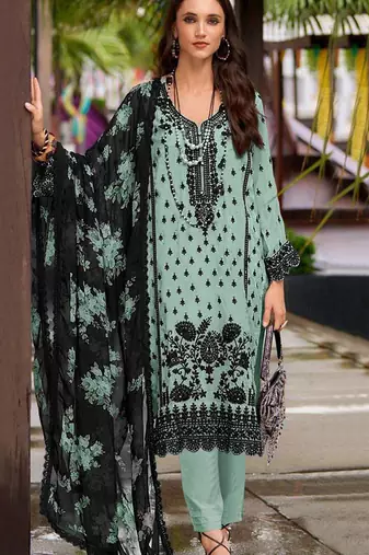 Sky blue embroidered georgette semi-stitched pakistani salwar suit