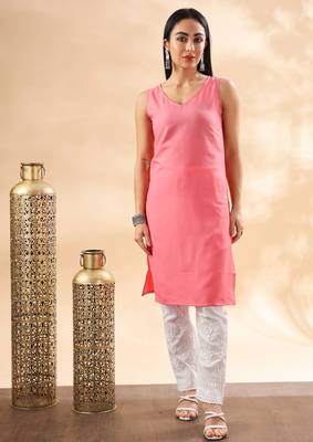 Women floral embroidered chikankari pure cotton straight kurta 3