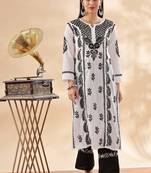 Women floral embroidered chikankari straight kurta