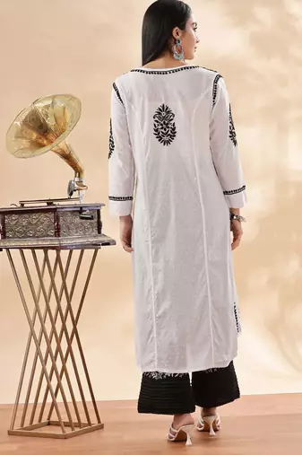 Women floral embroidered chikankari straight kurta