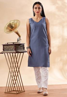 Women   s Grey Chikankari Embroidered Kurta | Elegant Ethnic Wear 3