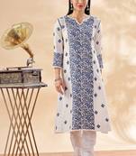 Women paisley embroidered thread work lucknowi chikankari  kurta