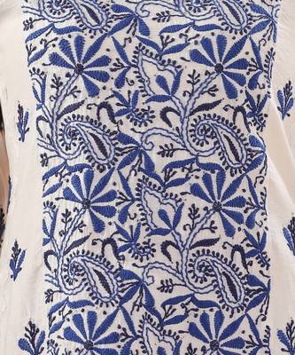 Women paisley embroidered thread work lucknowi chikankari  kurta 3