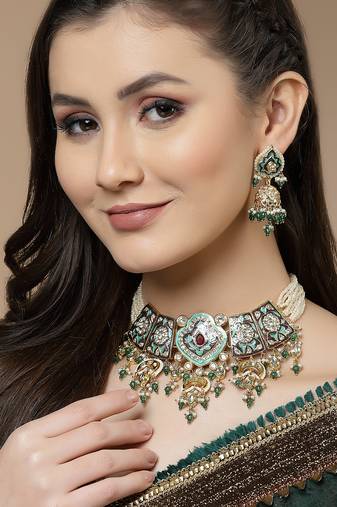 Blue enchantment necklace with earring jewellery set