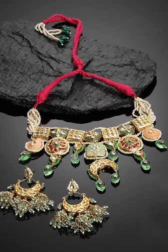 Lime necklace with earring jewellery set