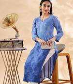 Women floral embroidered chikankari pure cotton chikankari kurti